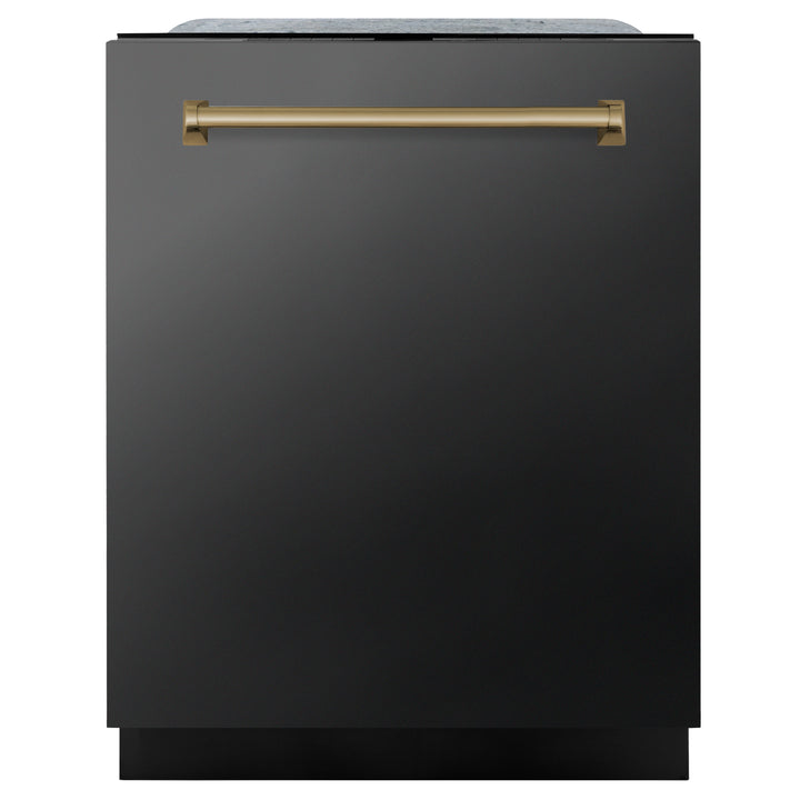 ZLINE 24" Black Stainless Steel &amp; Accent Handle Top Control Dishwasher
