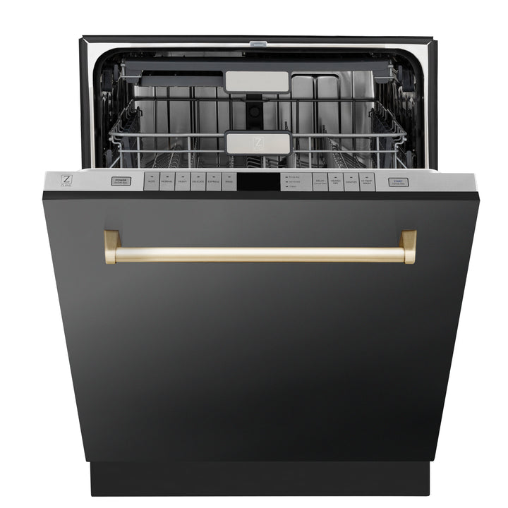 ZLINE 24" Black Stainless Steel &amp; Accent Handle Top Control Dishwasher