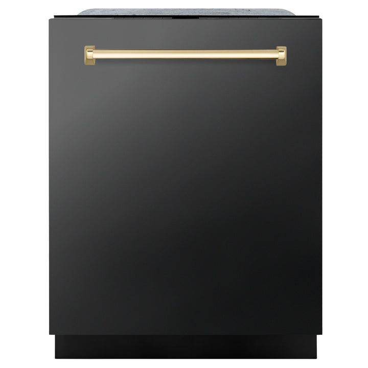 ZLINE 24" Black Stainless Steel &amp; Accent Handle Top Control Dishwasher