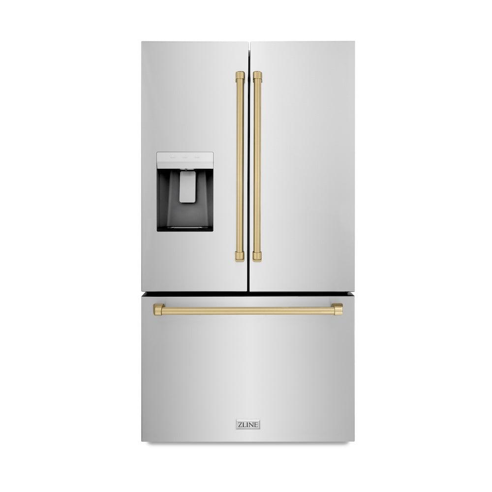 ZLINE 36 in. 28.9 cu. ft. Standard - Depth French Door External Water Dispenser Refrigerator with Dual Ice Maker in Fingerprint - Resistant Stainless Steel