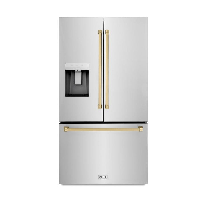 ZLINE 36 in. 28.9 cu. ft. Standard - Depth French Door External Water Dispenser Refrigerator with Dual Ice Maker in Fingerprint - Resistant Stainless Steel