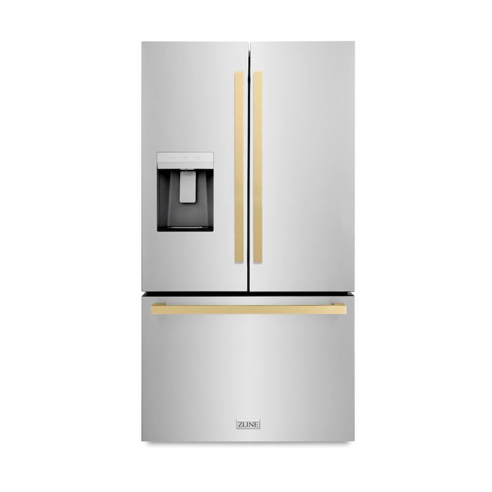ZLINE 36 in. 28.9 cu. ft. Standard - Depth French Door External Water Dispenser Refrigerator with Dual Ice Maker in Fingerprint - Resistant Stainless Steel