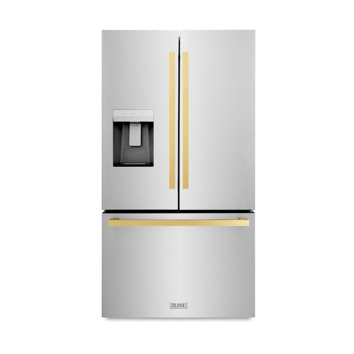 ZLINE 36 in. 28.9 cu. ft. Standard - Depth French Door External Water Dispenser Refrigerator with Dual Ice Maker in Fingerprint - Resistant Stainless Steel