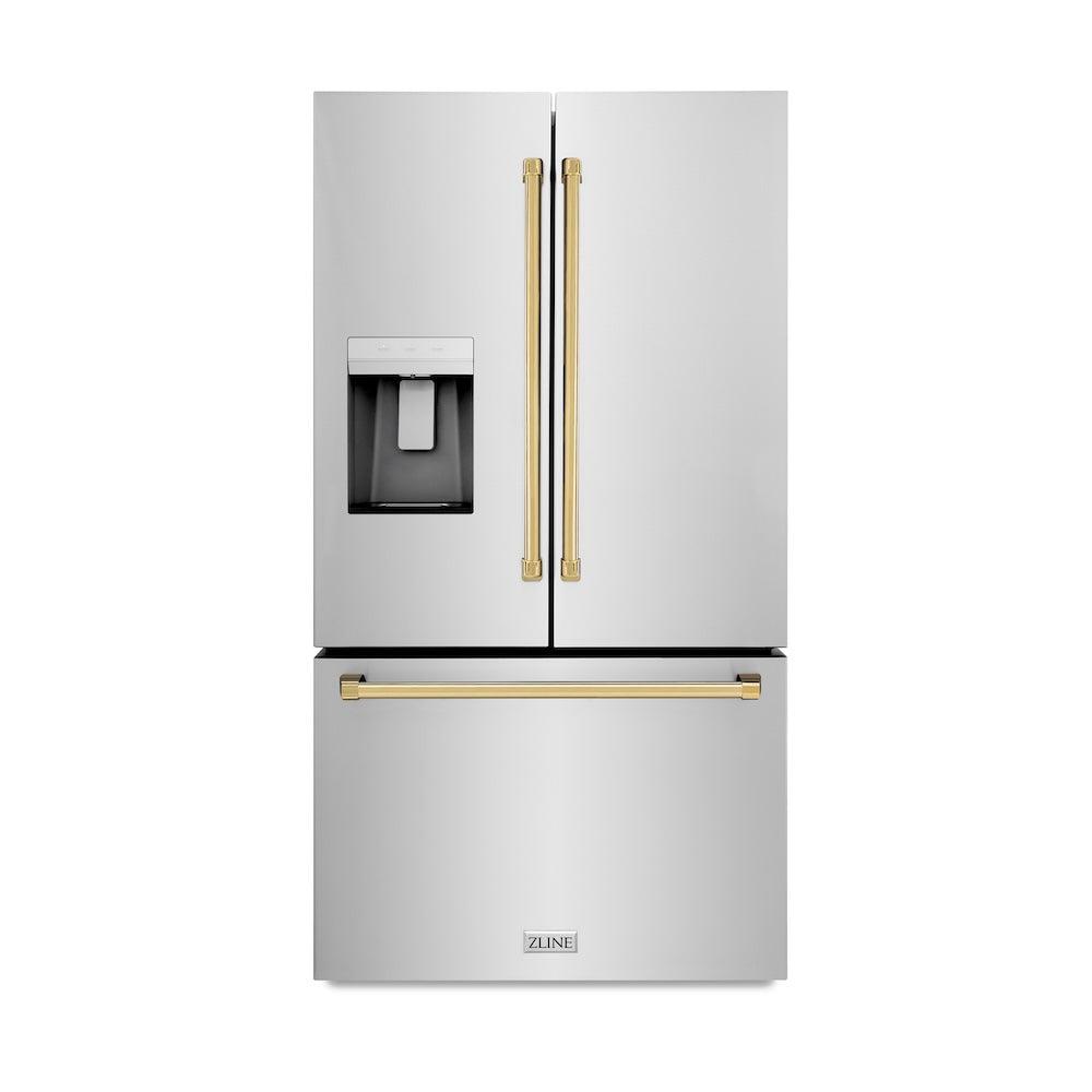 ZLINE 36 in. 28.9 cu. ft. Standard - Depth French Door External Water Dispenser Refrigerator with Dual Ice Maker in Fingerprint - Resistant Stainless Steel
