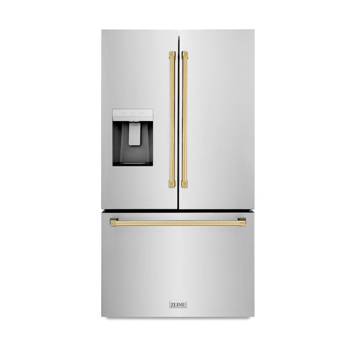 ZLINE 36 in. 28.9 cu. ft. Standard - Depth French Door External Water Dispenser Refrigerator with Dual Ice Maker in Fingerprint - Resistant Stainless Steel