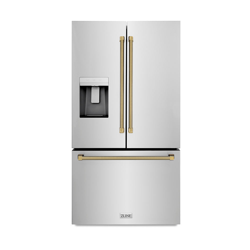 ZLINE 36 in. 28.9 cu. ft. Standard - Depth French Door External Water Dispenser Refrigerator with Dual Ice Maker in Fingerprint - Resistant Stainless Steel