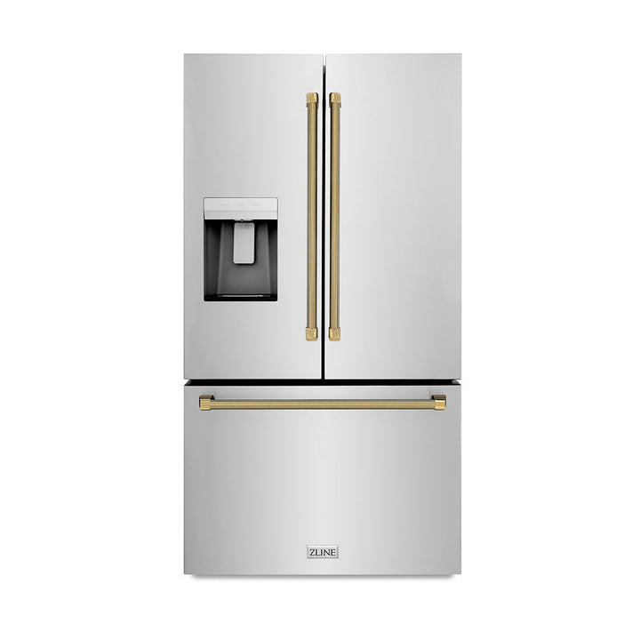 ZLINE 36 in. 28.9 cu. ft. Standard - Depth French Door External Water Dispenser Refrigerator with Dual Ice Maker in Fingerprint - Resistant Stainless Steel