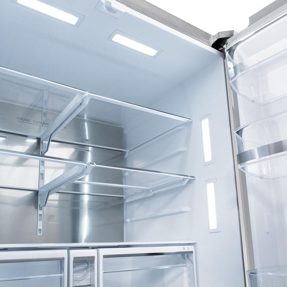 ZLINE Autograph Edition 36 in. 28.9 cu. ft. Standard-Depth French Door External Water Dispenser Refrigerator with Dual Ice Maker in Fingerprint-Resistant Stainless Steel and Matte Black Traditional Handles (RSMZ-W-36-MB)