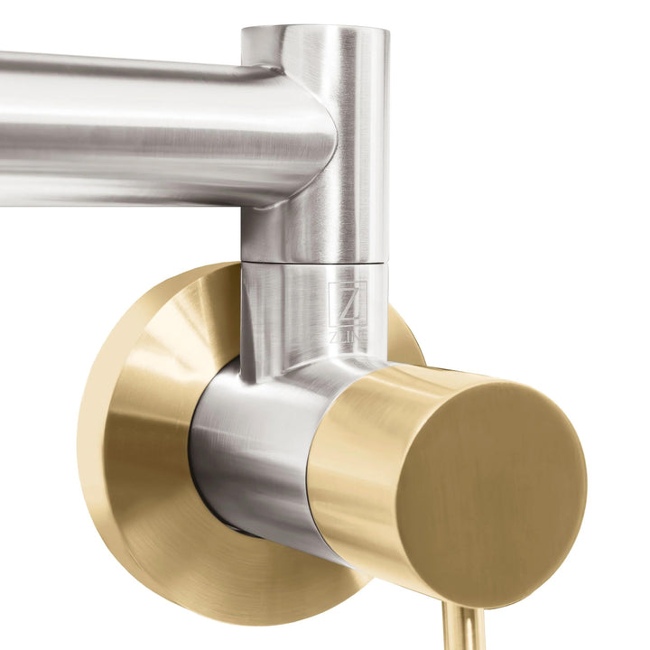 ZLINE Autograph Edition Gemini Pot Filler in Brushed Nickel and Champagne Bronze