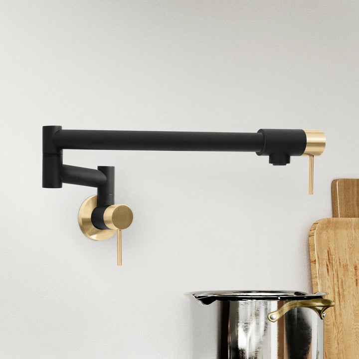 ZLINE Autograph Edition Gemini Pot Filler in Matte Black and Champagne Bronze