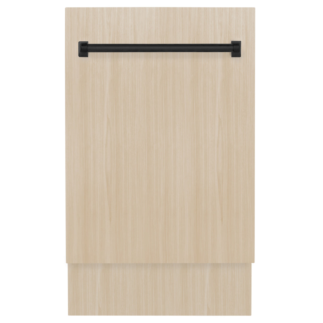 ZLINE Autograph Edition 18” Tallac Series 3rd Rack Top Control Dishwasher in Custom Panel Ready with Matte Black Handle, 51dBa (DWVZ-18-MB)