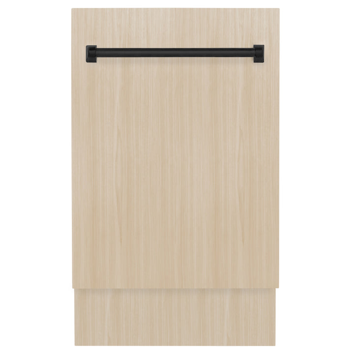 ZLINE Autograph Edition 18” Tallac Series 3rd Rack Top Control Dishwasher in Custom Panel Ready with Matte Black Handle, 51dBa (DWVZ-18-MB)