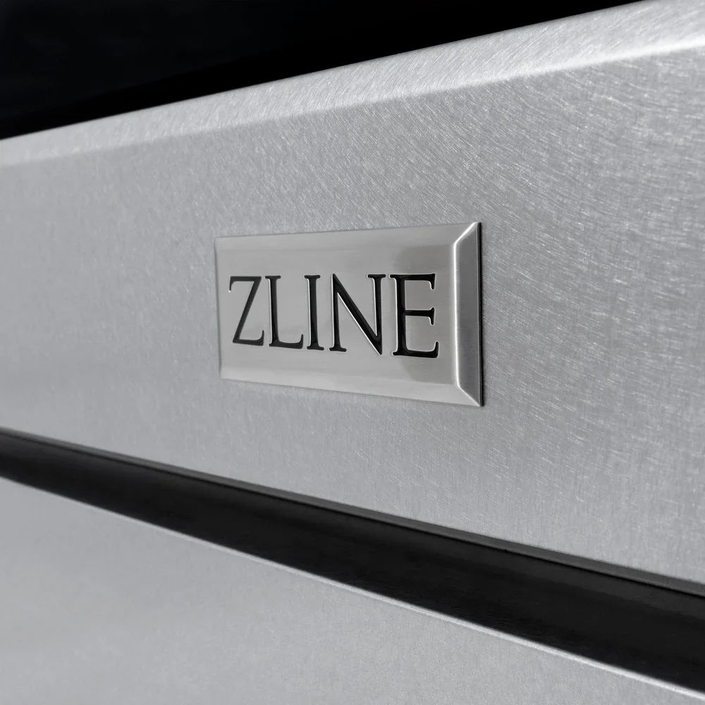 ZLINE Autograph 30" 4.2 cu. ft. Paramount Dual Fuel Range with 4 Burners in DuraSnow® Stainless Steel with Polished Gold Accents, SDRSZ-30-G