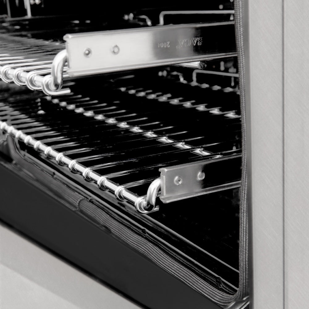 ZLINE Autograph Edition 24 in. 2.8 cu. ft. Legacy Dual Fuel Range with 4 Burner Gas Cooktop and Electric Convection Oven in Satin Stainless Steel and Matte Black Accents, Open Box-Excellent Condition