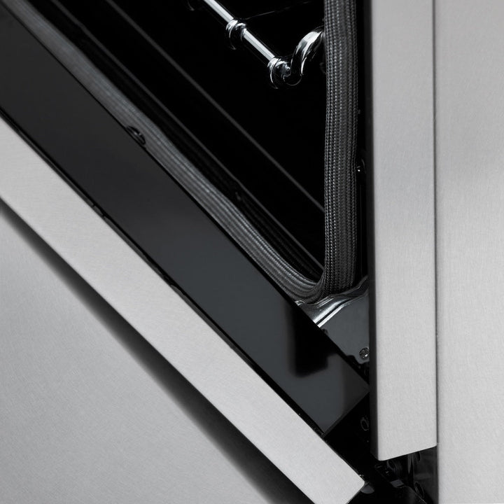 ZLINE Autograph Edition 30 in. 4.0 cu. ft. Legacy Dual Fuel Range with 4 Burner Gas Cooktop and Electric Convection Oven in Satin Stainless Steel and Polished Gold Accents (RASZ-SN-30-G)