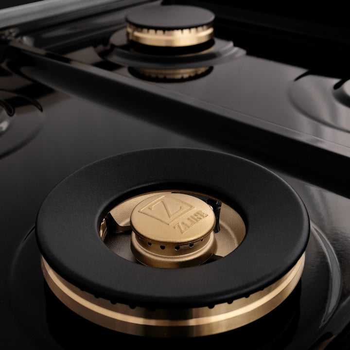 ZLINE Autograph Edition 60 in. 7.4 cu. ft. Legacy Dual Fuel Range with 9 Burner Gas Cooktop and 2 Electric Convection Ovens in Satin Stainless Steel and Champagne Bronze Accents (RASZ-SN-60-CB)