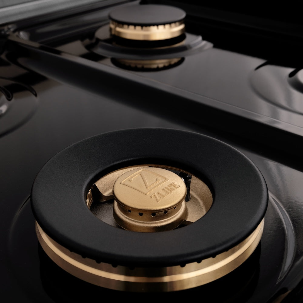 ZLINE Autograph Edition 60 in. 7.4 cu. ft. Legacy Dual Fuel Range with 9 Burner Gas Cooktop and 2 Electric Convection Ovens in Satin Stainless Steel and Matte Black Accents (RASZ-SN-60-MB)