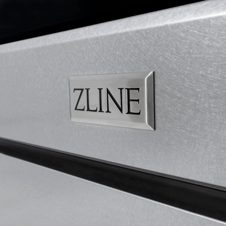 ZLINE Autograph Edition 30 in. 4.2 cu. ft. Paramount Dual Fuel Range with 4 Burner Gas Cooktop and Electric Convection Oven in Satin Stainless Steel with Champagne Bronze Accents (SDRSZ-30-CB)