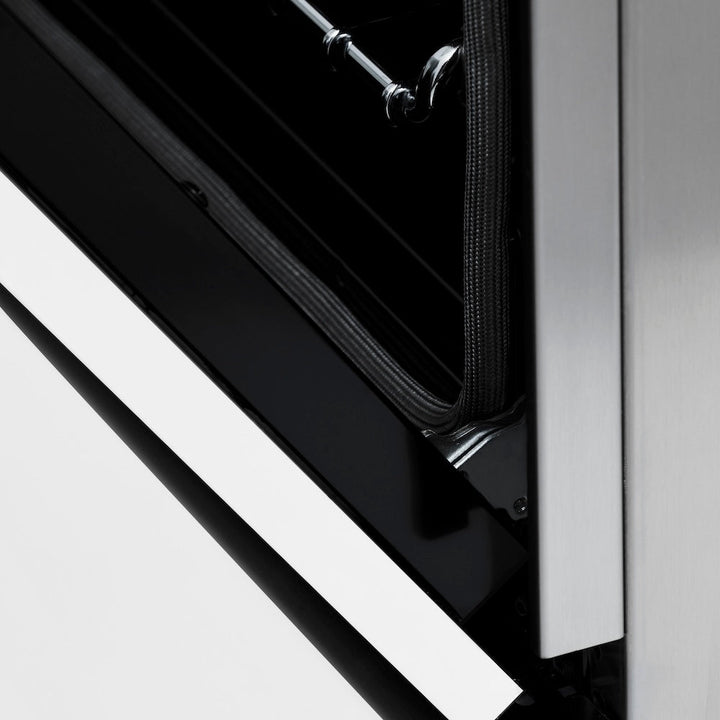 ZLINE Autograph Edition 30 in. 4.0 cu. ft. Legacy Dual Fuel Range with 4 Burner Gas Cooktop and Electric Convection Oven in Satin Stainless Steel with White Matte Door and Polished Gold Accents (RASZ-WM-30-G)