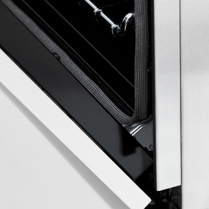 ZLINE Autograph Edition 36 in. 4.6 cu. ft. Legacy Dual Fuel Range with 6 Burner Gas Cooktop and Electric Convection Oven in Satin Stainless Steel with White Matte Door and Champagne Bronze Accents (RASZ-WM-36-CB)