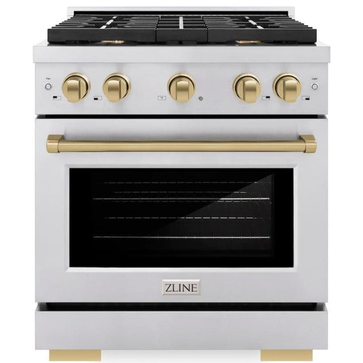 ZLINE Autograph 30" 4.2 cu. ft. Paramount Gas Range with Convection Gas Oven in Stainless Steel and Bronze Accents, SGRZ-30-CB