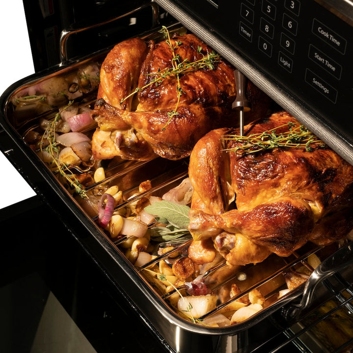 ZLINE Autograph Edition 30 in. Professional True Convection Single Wall Oven with Air Fry and Self Clean in Satin Stainless Steel with Polished Gold Handle (WASSZ-30-G)