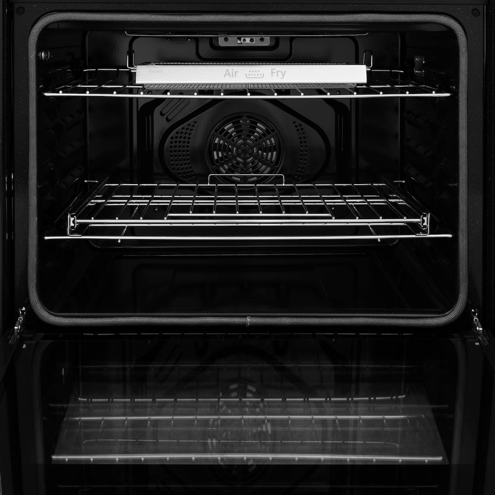 ZLINE Autograph Edition 30 in. Professional True Convection Double Wall Oven with Air Fry and Self Clean in Satin Stainless Steel with White Matte Doors and Matte Black Handles (WADSZ-WM-30-MB)