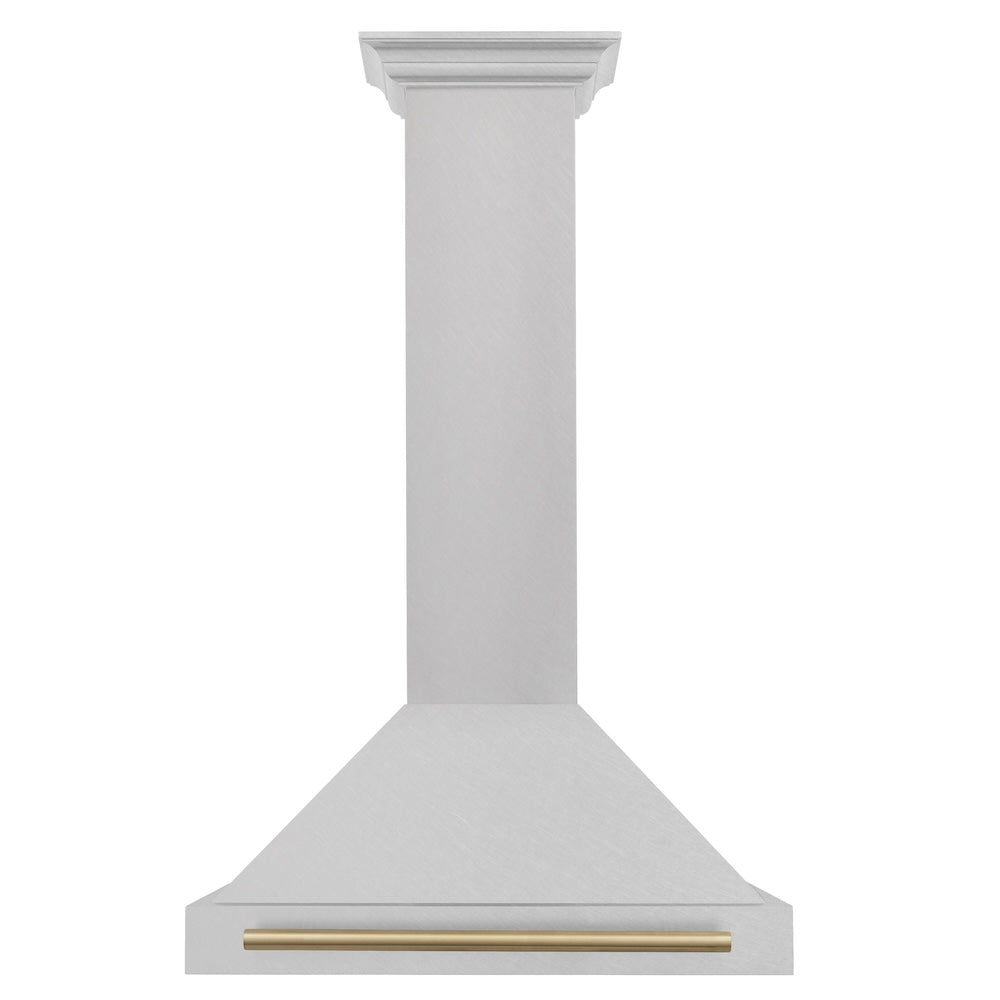 ZLINE 30 in. Autograph Edition Convertible Fingerprint Resistant Satin Stainless Steel Range Hood with Champagne Bronze Handle (KB4SNZ-30-CB)