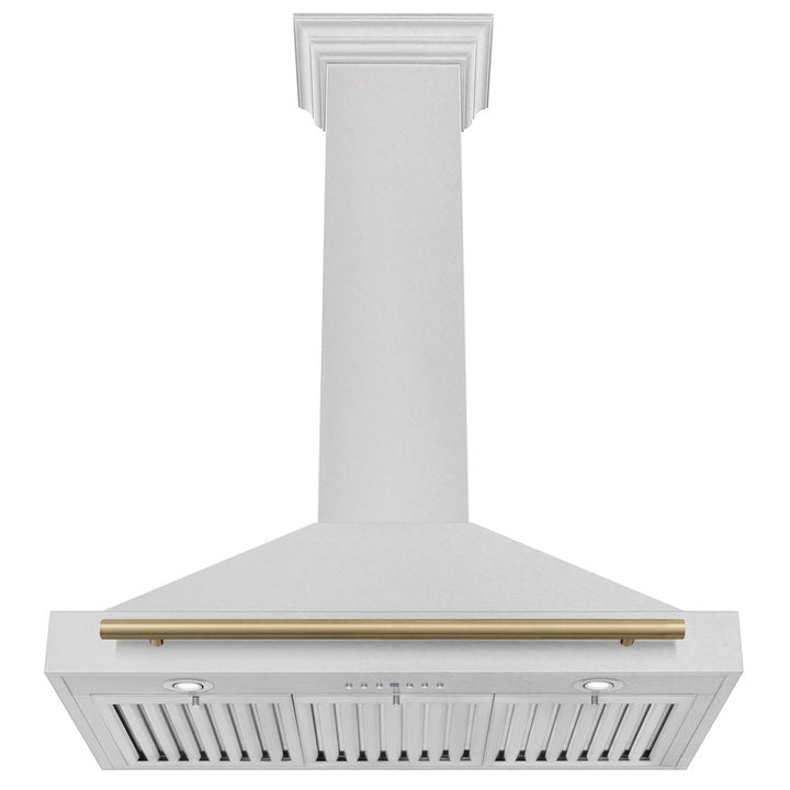 ZLINE 36 in. Autograph Edition Convertible Fingerprint Resistant Satin Stainless Steel Range Hood with Champagne Bronze Handle (KB4SNZ-36-CB)