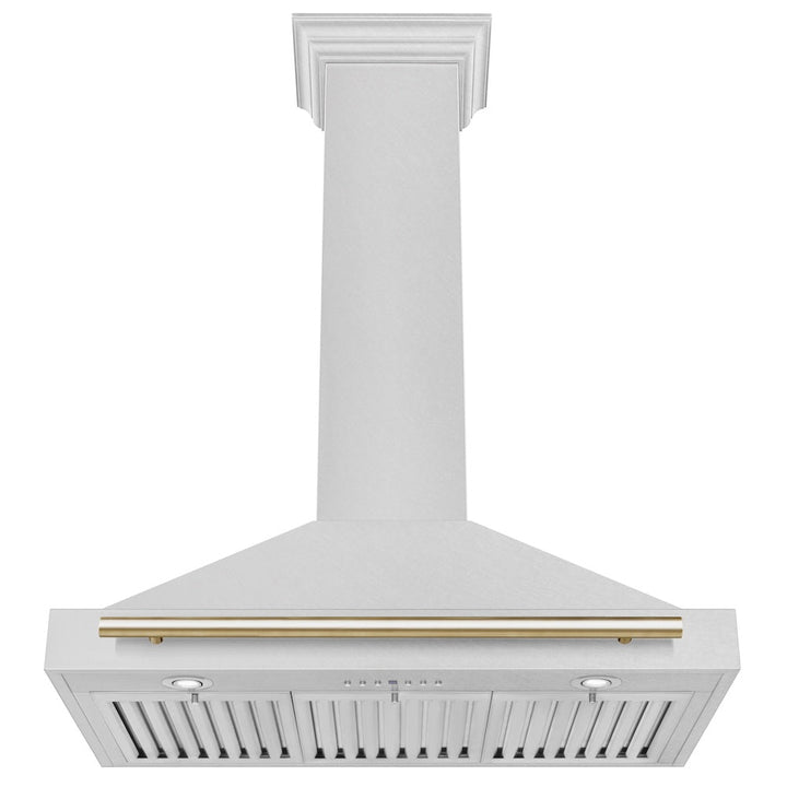 ZLINE 36 in. Autograph Edition Convertible Fingerprint Resistant Satin Stainless Steel Range Hood with Polished Gold Handle (KB4SNZ-36-G)