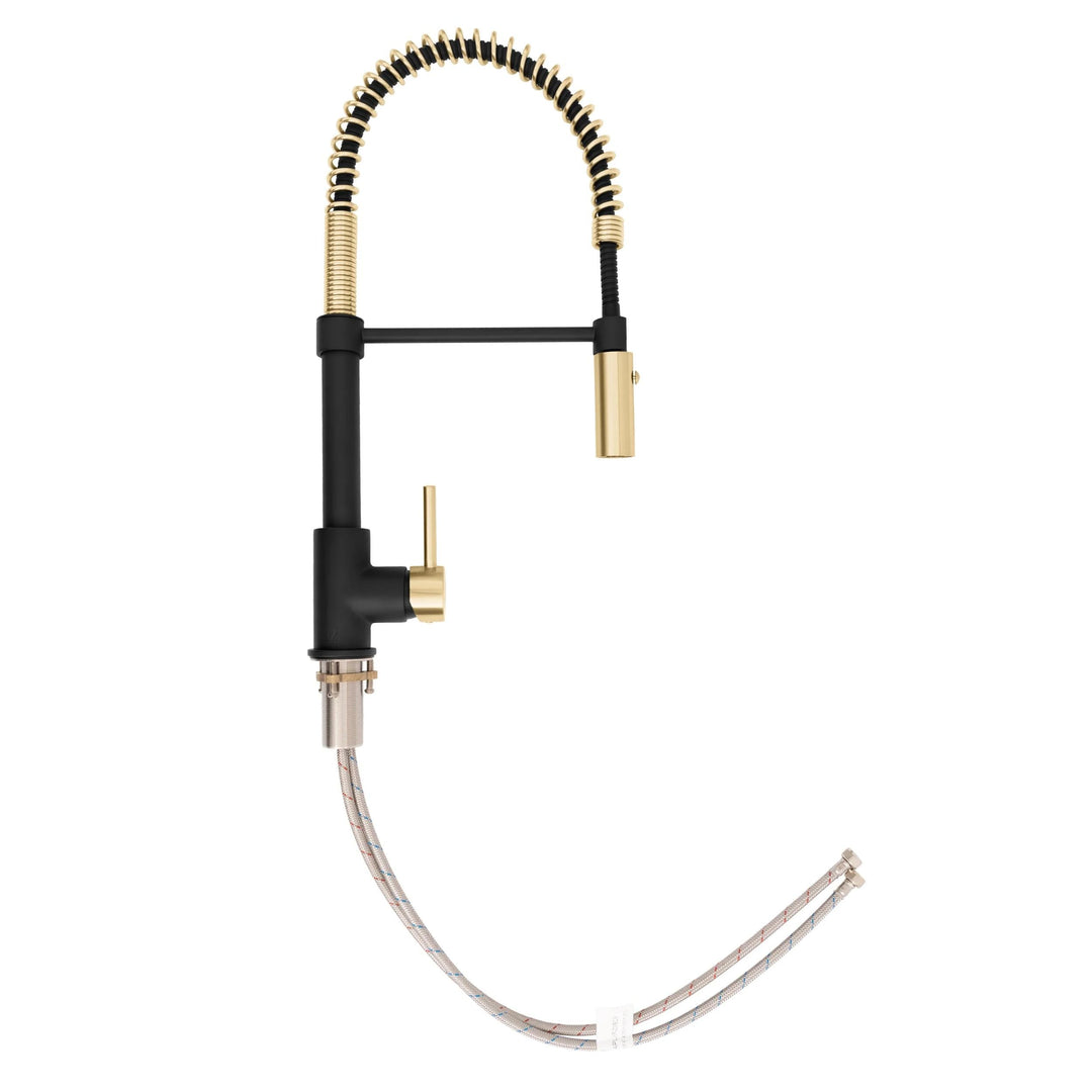 ZLINE Autograph Edition Sierra Pull-Down Spring Single Handle Kitchen Faucet in Matte Black and Champagne Bronze