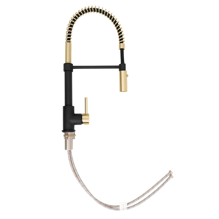 ZLINE Autograph Edition Sierra Pull-Down Spring Single Handle Kitchen Faucet in Matte Black and Champagne Bronze