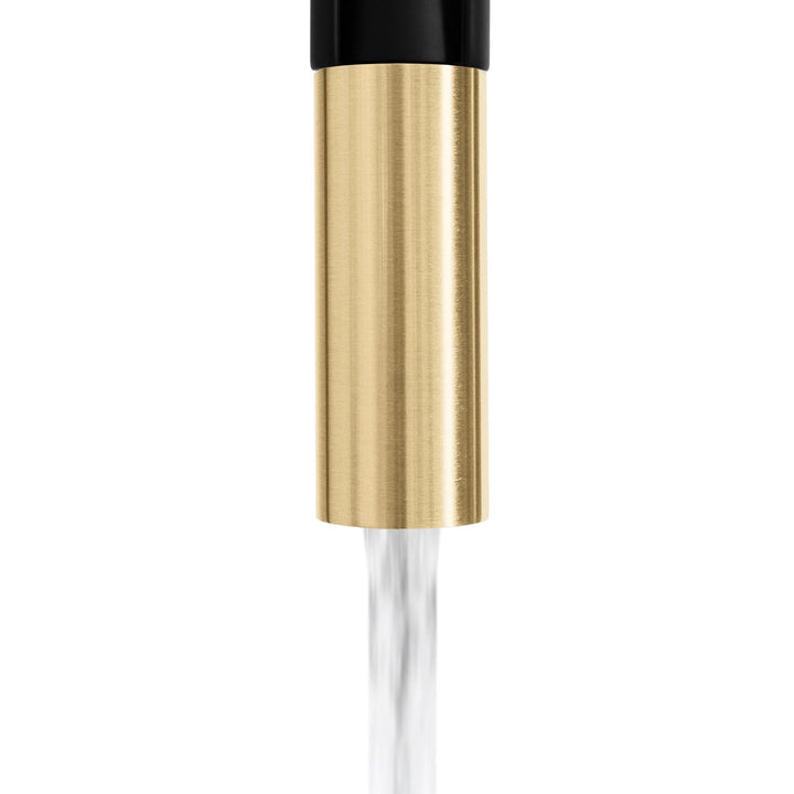ZLINE Autograph Edition Sierra Pull-Down Spring Single Handle Kitchen Faucet in Matte Black and Champagne Bronze