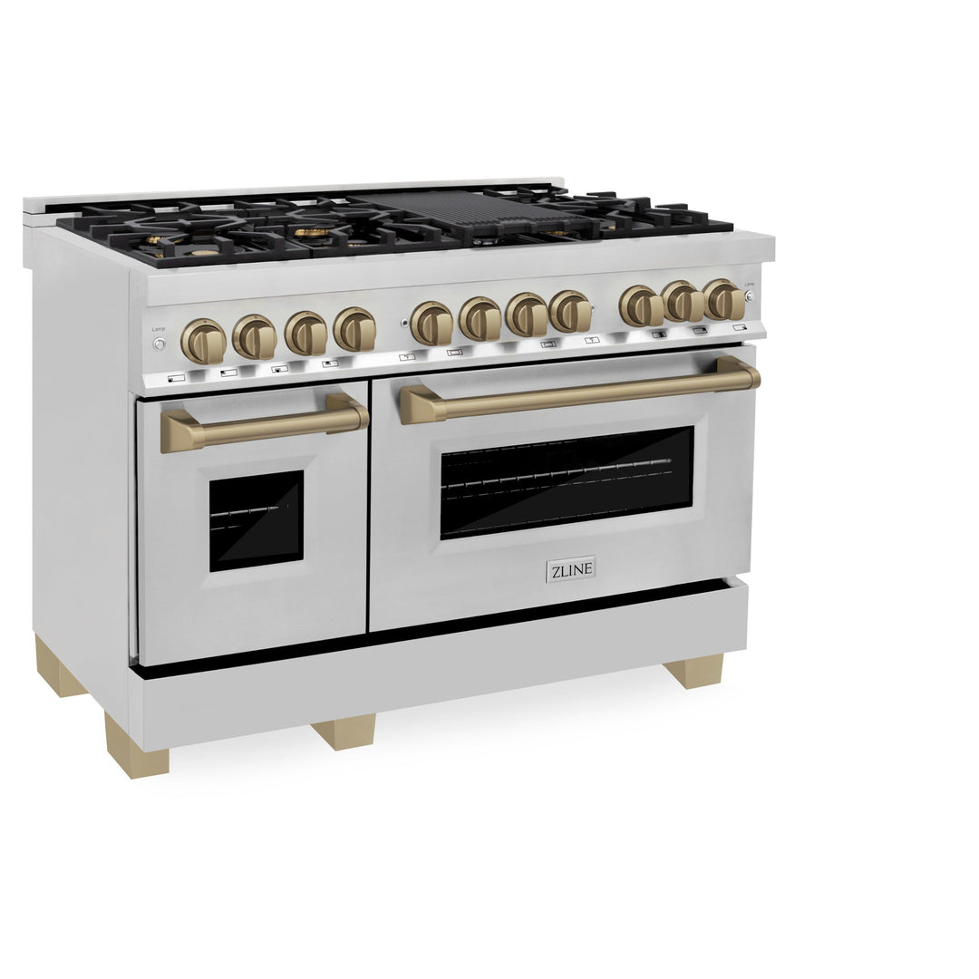 ZLINE Autograph Edition 24", 30", 36", &amp; 48" Legacy Dual Fuel Range with Champagne Bronze, Polished Gold nd Matte Black.