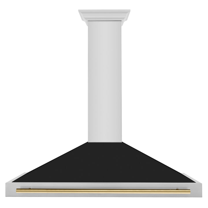 ZLINE 48 in. Autograph Edition Convertible Stainless Steel Range Hood with Black Matte Shell and Polished Gold Handle (KB4STZ-BLM48-G)