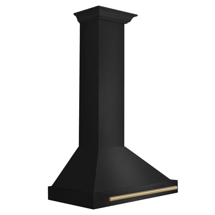 ZLINE Autograph Edition 30 in. Black Stainless Steel Wall Mount Range Hood With Champagne Bronze Handle (BSKB4Z-30-CB)