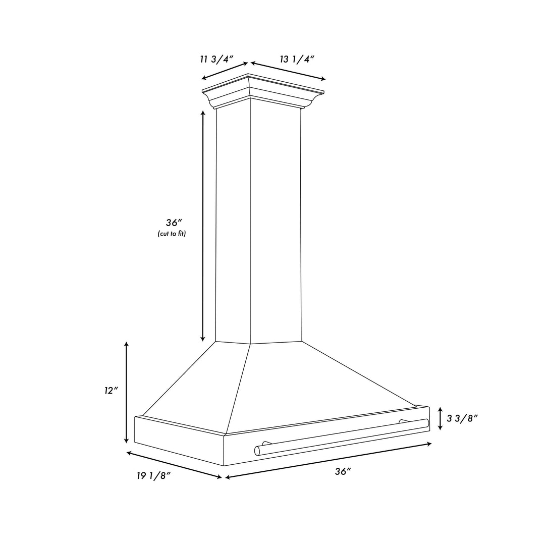 ZLINE Autograph 36" 400 CFM Convertible Wall Mount Range Hood in Black Stainless Steel with Champagne Bronze Handle, BSKB4Z-36-CB