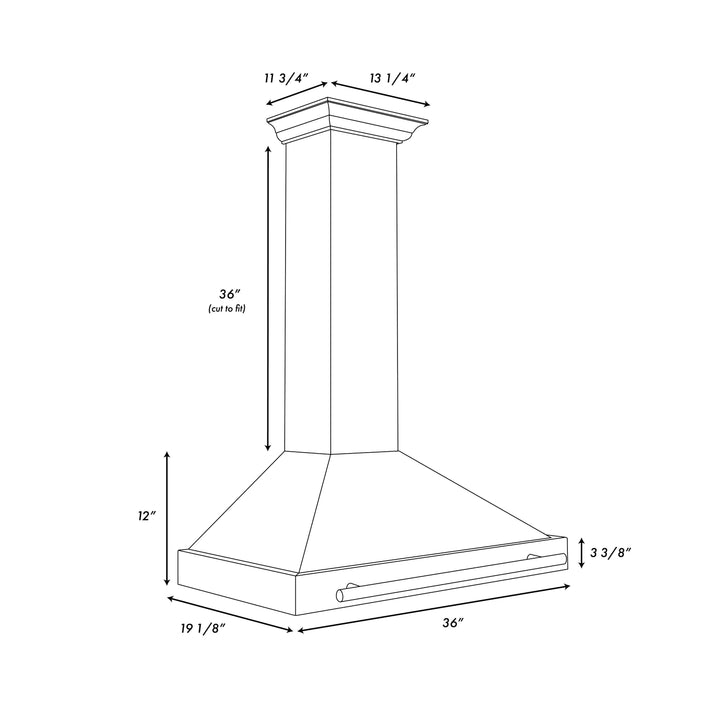 ZLINE Autograph 36" 400 CFM Convertible Wall Mount Range Hood in Black Stainless Steel with Champagne Bronze Handle, BSKB4Z-36-CB