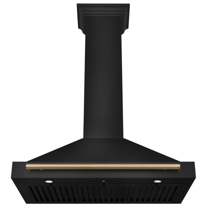 ZLINE Autograph Edition 36 in. Black Stainless Steel Wall Mount Range Hood With Champagne Bronze Handle (BSKB4Z-36-CB)