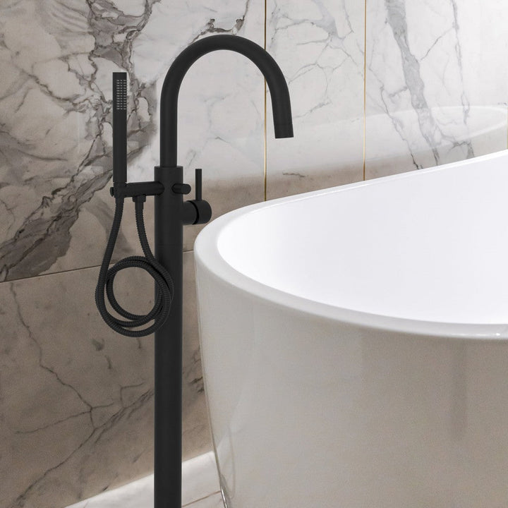 ZLINE Autograph Edition Emerald Bay Bath Tub Filler with Hand Shower in Matte Black (EMBY-BTF-MB)