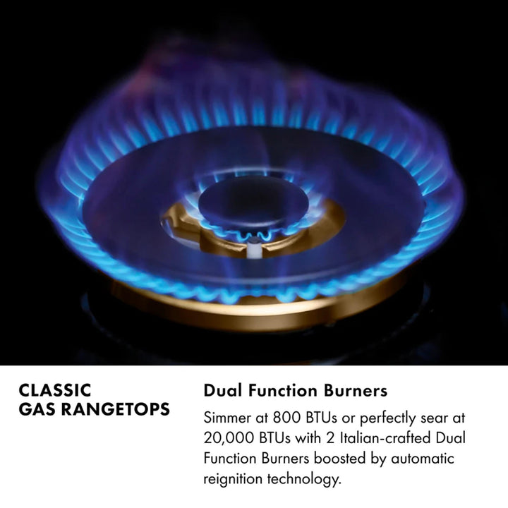 ZLINE Legacy Gas Rangetops Black Stainless with Brass Burners – 30", 36", &amp; 48"