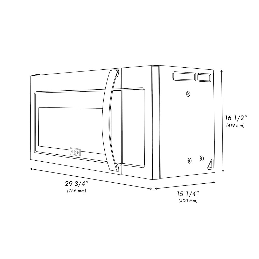 ZLINE 30 in. 1.5 cu. ft. Over-The-Range Convection Microwave Oven in Black Stainless Steel with Modern Handle and Sensor Cooking, Open Box-Excellent Condition