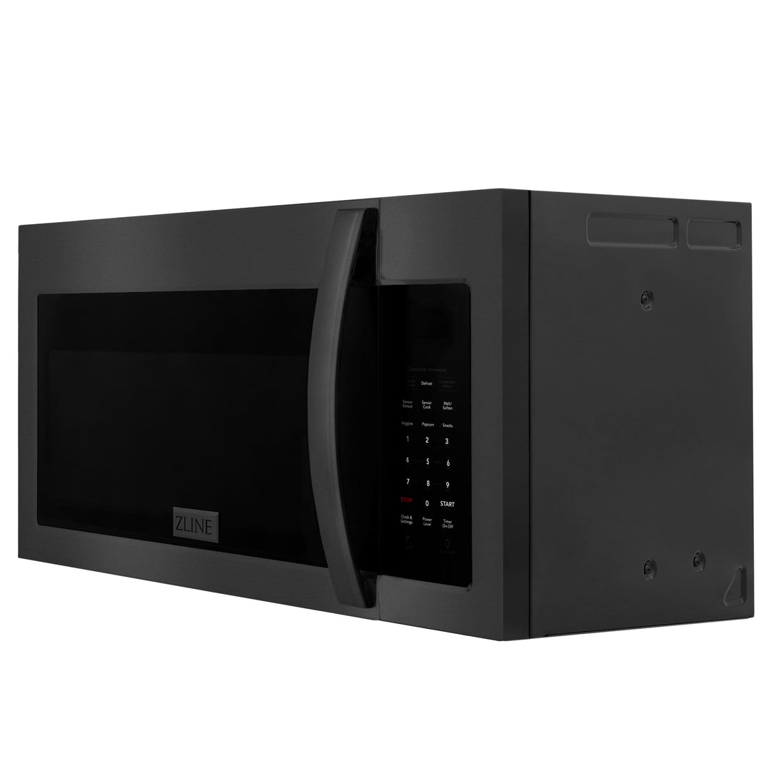 ZLINE 30 in. 1.5 cu. ft. Over-The-Range Convection Microwave Oven in Black Stainless Steel with Modern Handle and Sensor Cooking, Open Box-Excellent Condition