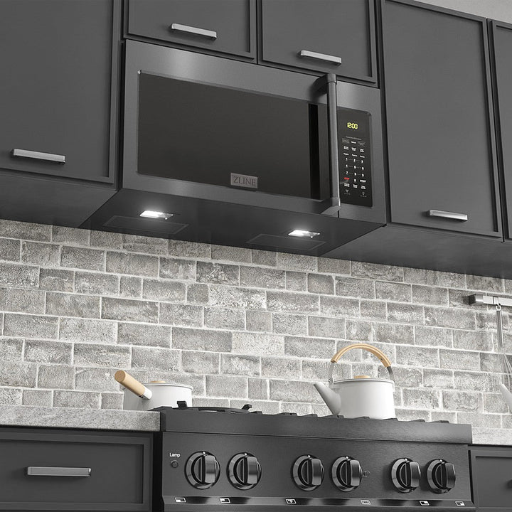ZLINE 30 in. Black Stainless Steel Over the Range Convection Microwave Oven with Traditional Handle (MWO-OTR-H-BS)