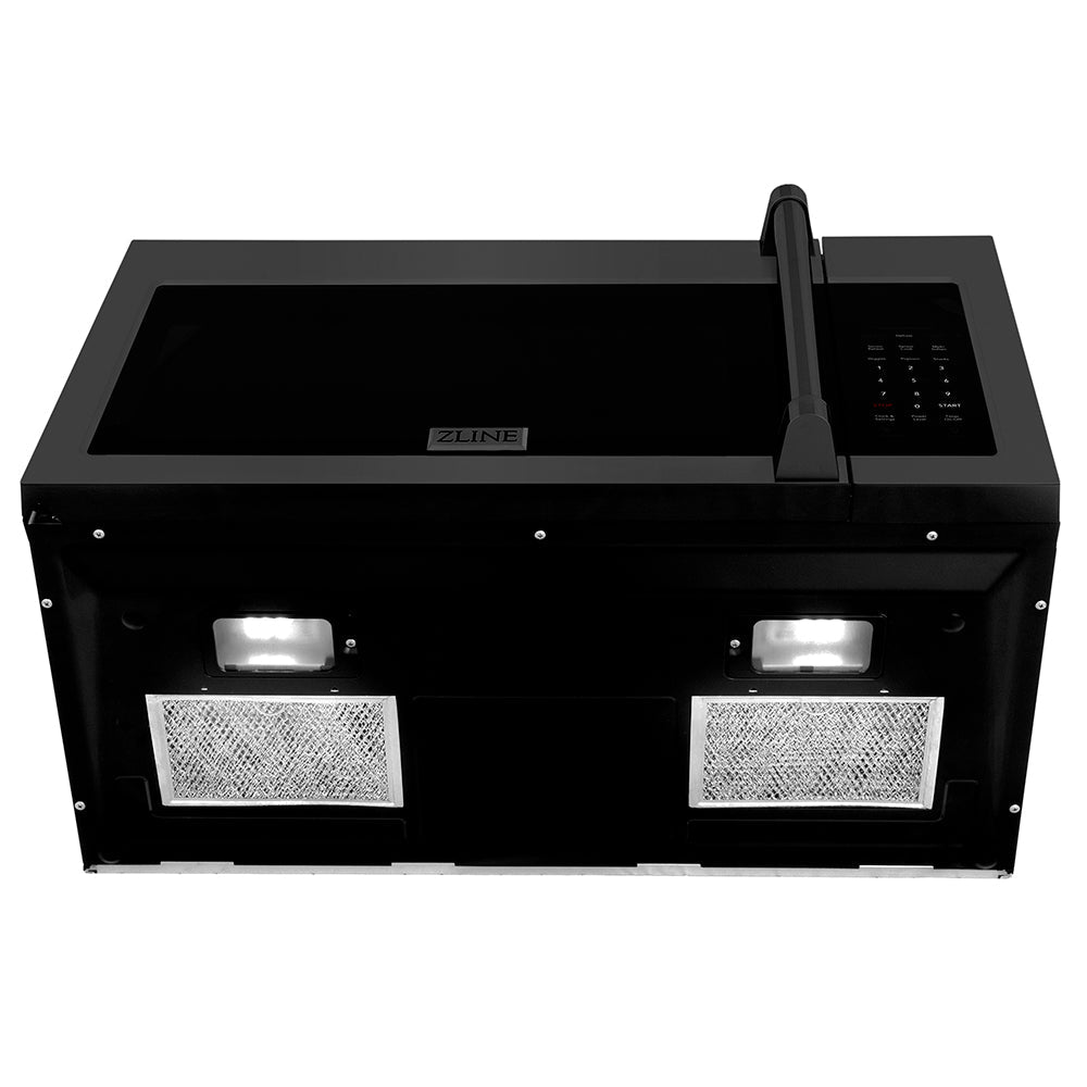 ZLINE 30 in. 1.5 cu. ft. Over-The-Range Convection Microwave Oven in Black Stainless Steel with Traditional Handle and Sensor Cooking, Open Box-Excellent Condition