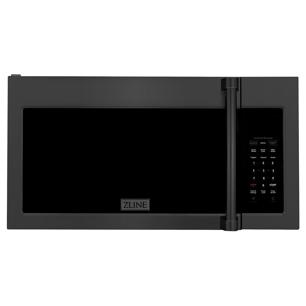 ZLINE 30 in. 1.5 cu. ft. Over-The-Range Convection Microwave Oven in Black Stainless Steel with Traditional Handle and Sensor Cooking, Open Box-Excellent Condition