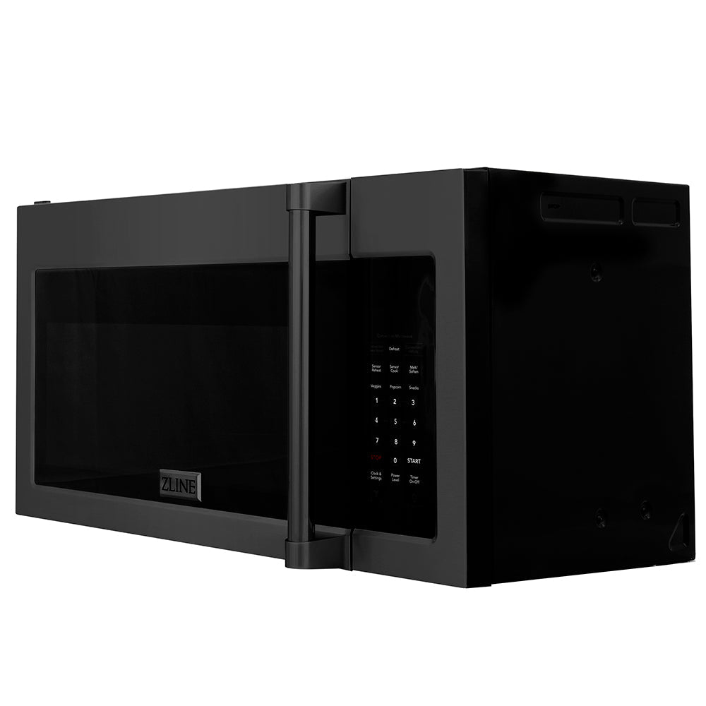 ZLINE 30 in. 1.5 cu. ft. Over-The-Range Convection Microwave Oven in Black Stainless Steel with Traditional Handle and Sensor Cooking, Open Box-Excellent Condition
