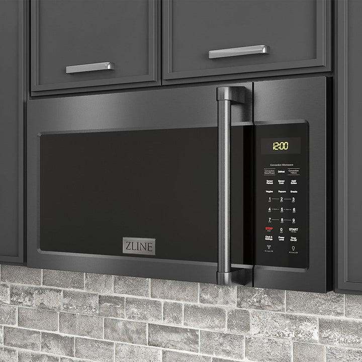ZLINE 30 in. Black Stainless Steel Over the Range Convection Microwave Oven with Traditional Handle (MWO-OTR-H-BS)