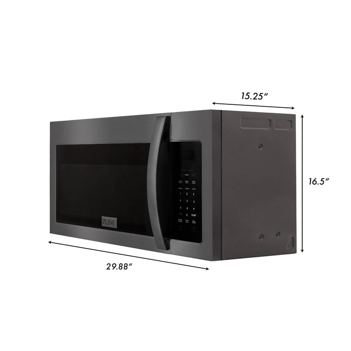 ZLINE Over the Range Convection Microwave Oven in Black Stainless Steel with Modern Handle and Sensor Cooking, MWO-OTR-30-BS