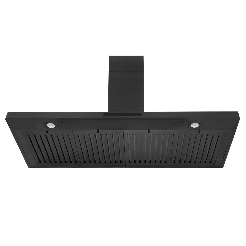 ZLINE 48 in. Kitchen Package with Black Stainless Steel Dual Fuel Range, Convertible Vent Range Hood and Microwave Drawer (3KP-RABRH48-MW)